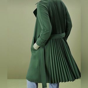 NWT Ann Taylor Back Pleated Trench Coat Size L
